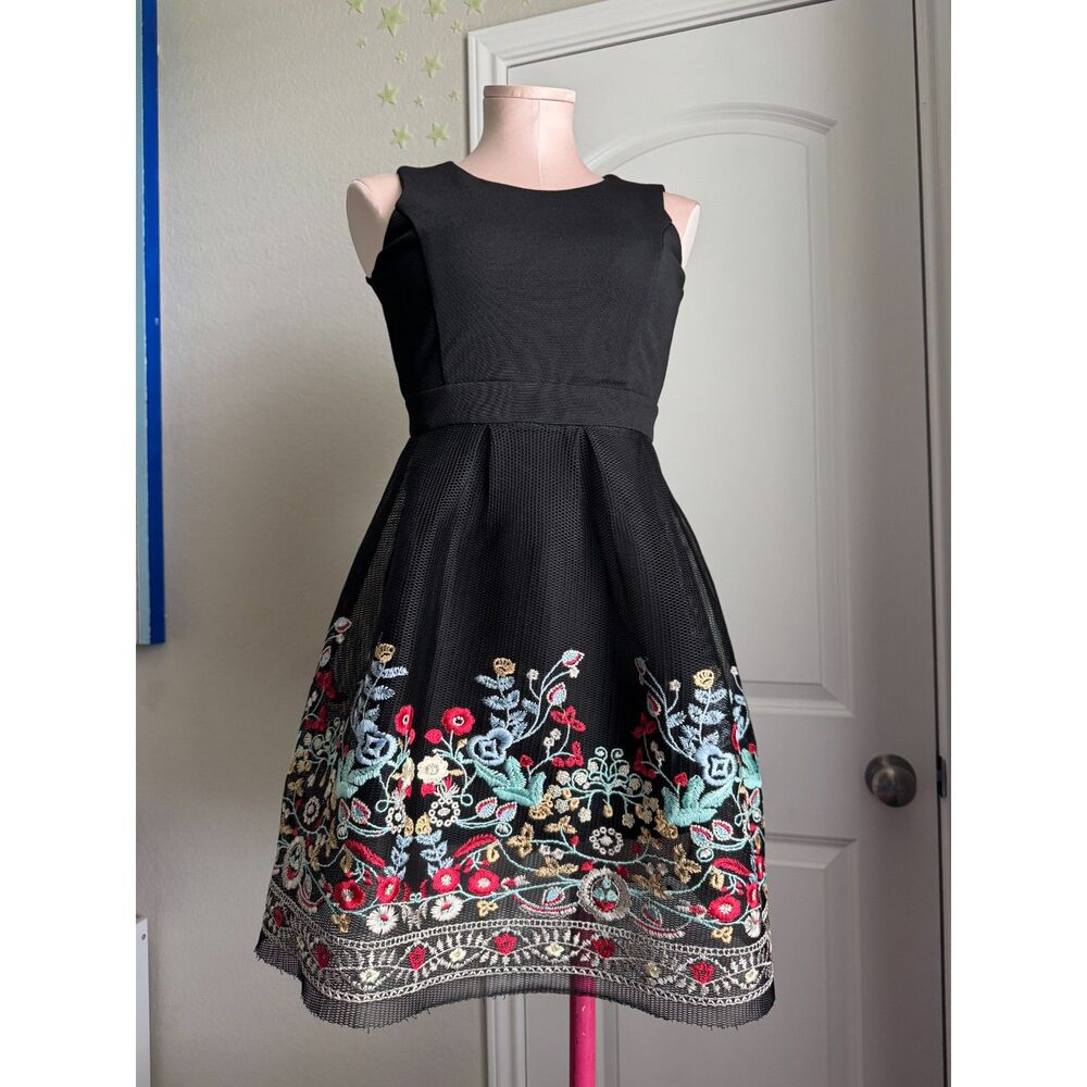 GB Girls Black net embroidered dress- size 12